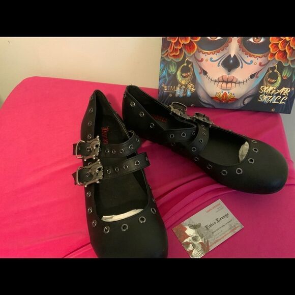Demonia Shoes - Demonia DAISY-03 Skull Buckle Mary Janes